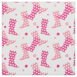 Roze Polka Dot Wellington Boot Pattern Stof