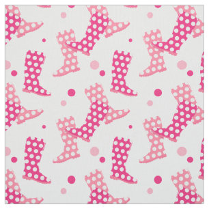 Roze Polka Dot Wellington Boot Pattern Stof