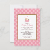 Roze Polka Dots Baby Douche Uitnodigingen (Achterkant)