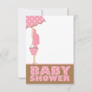 Roze Polka Dots Baby Douche Uitnodigingen