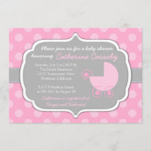 Roze Polka Dots Baby Girl Baby shower Uitnodiging
