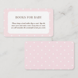 Roze Polka Dots Baby shower Boeken voor Baby Informatiekaartje