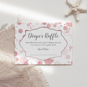 Roze Polka Dots Baby shower Luier Raffle Ticket Informatiekaartje