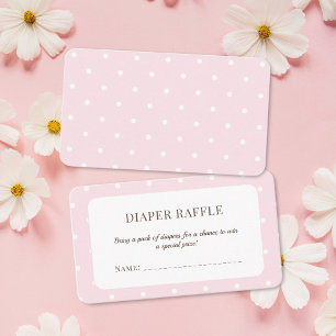 Roze Polka Dots Baby shower Luier Raffle Ticket Informatiekaartje