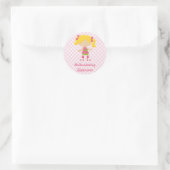 Roze Polka Dots Blond Rollerskating Superstar Sti Ronde Sticker (Tas)