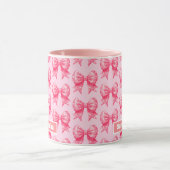 Roze Polka Dots Bow Ribbon Gepersonaliseerde naam Mok (Midden)