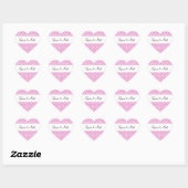 Roze Polka Dots Bruiloft Hart Sticker (Vel)