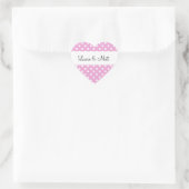Roze Polka Dots Bruiloft Hart Sticker (Tas)