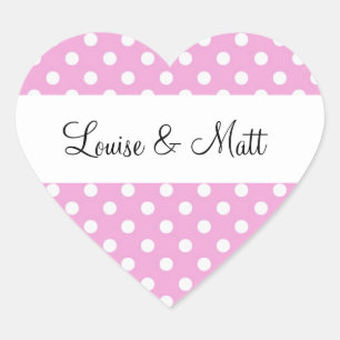 Roze Polka Dots Bruiloft Hart Sticker