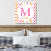 Roze Polka Dots en Initiaal Wanddecor Canvas Afdruk (Insitu (Slaapkamer))