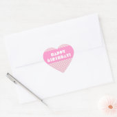 Roze Polka Dots Gelukkige Verjaardag V2 Hart Sticker (Envelop)