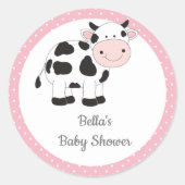 Roze Polka Dots Koe Stickers (Voorkant)