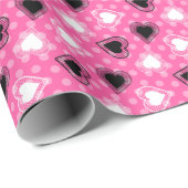 Roze Polka Dots Lace Hearts Cadeaupapier (Rol Hoek)