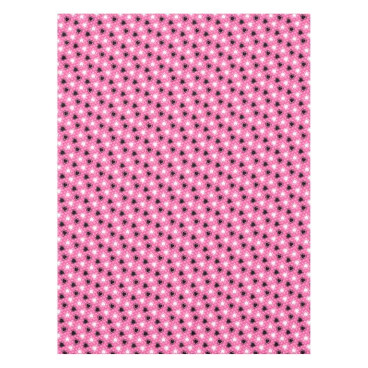 Roze Polka Dots Lace Hearts Tafelkleed (Voorkant)