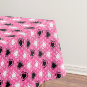 Roze Polka Dots Lace Hearts Tafelkleed