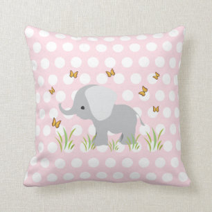 Roze Polka Dots Olifant Kwekerij Kussens