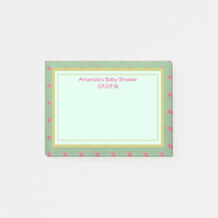 Roze polka Dots on Green Baby shower Post-it® Notes