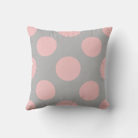 Roze Polka Dots op Grijs Kussen (Achterkant)