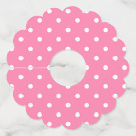 Roze Polka Dots Papier Wijnglas Labels