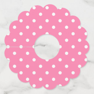 Roze Polka Dots Papier Wijnglas Labels
