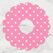 Roze Polka Dots Papier Wijnglas Labels (Voorkant)