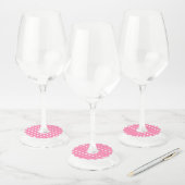 Roze Polka Dots Papier Wijnglas Labels (Set)