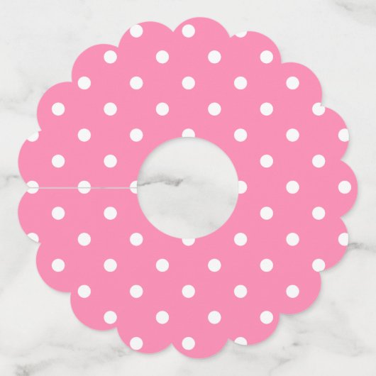 Roze Polka Dots Papier Wijnglas Labels (Achterkant)