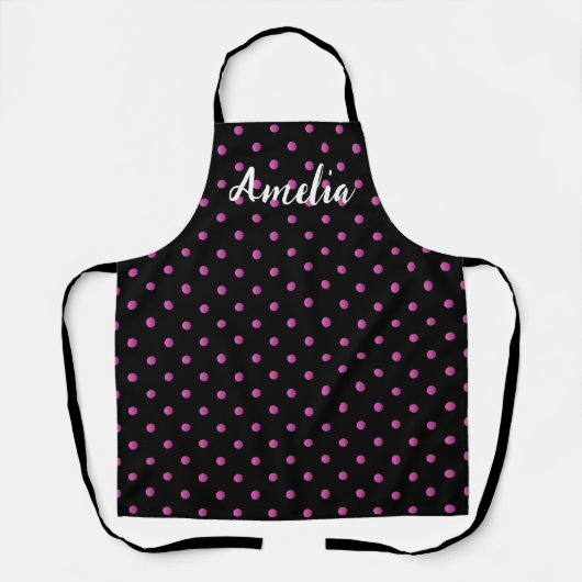 roze polka dots patroon schort (Voorkant)