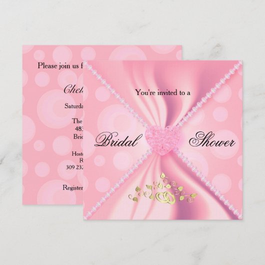 Roze Polka Dots Satijn Vrijgezellenfeest Kaart (Voorkant / Achterkant)