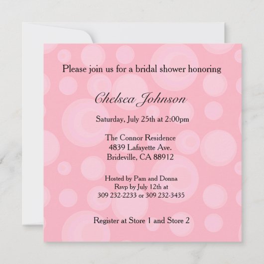 Roze Polka Dots Satijn Vrijgezellenfeest Kaart (Achterkant)