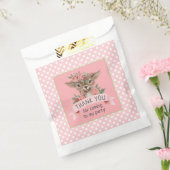 Roze Polka Dots Schattige Herten Verjaardagsfeest Bedankzakje (Gezegeld)