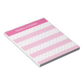 Roze Polka Dots & Stripes Jouw naam toevoegen Notitieblok (Schuin)
