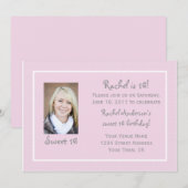 Roze Polka Dots Sweet 16 Birthday Invitation Kaart (Voorkant / Achterkant)
