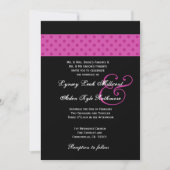 Roze Polka Dots Weddenschap Monogram Kaart (Voorkant)