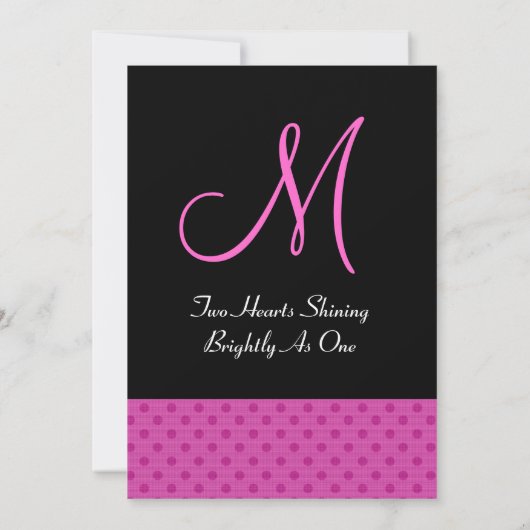 Roze Polka Dots Weddenschap Monogram Kaart (Achterkant)
