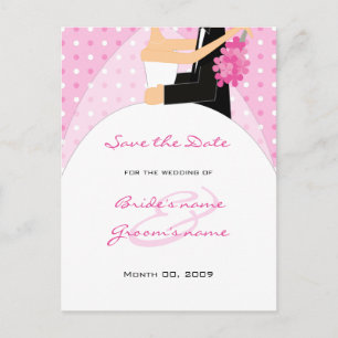 Roze Polka Dots Wedding Save the Date Briefkaarten