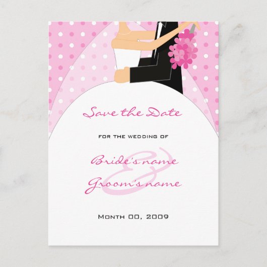 Roze Polka Dots Wedding Save the Date Briefkaarten (Voorkant)
