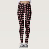 Roze Polka Dots Zwarte Leggings of Kies Kleuren (Voorkant)