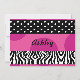 roze polka dotted zebra nodig kaart