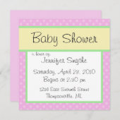 Roze Polka Dotty Baby shower Uitnodiging (Voorkant / Achterkant)