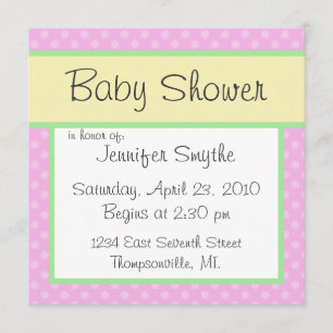 Roze Polka Dotty Baby shower Uitnodiging