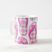 Roze polka gestippeld flip flop design koffiemok (Voorkant links)