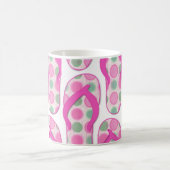 Roze polka gestippeld flip flop design koffiemok (Center)