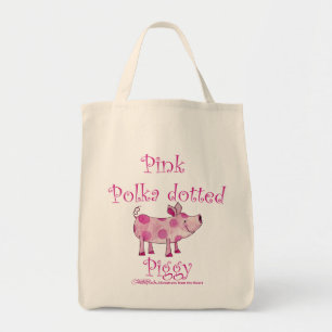 Roze Polka gestippeld Piggy Tote Bag