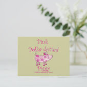 roze polka gestippeld varkensvlees briefkaart (Staand voorkant)