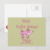 roze polka gestippeld varkensvlees briefkaart (Voorkant / Achterkant)