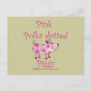 roze polka gestippeld varkensvlees briefkaart