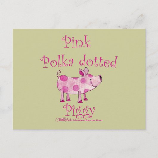 roze polka gestippeld varkensvlees briefkaart (Voorkant)