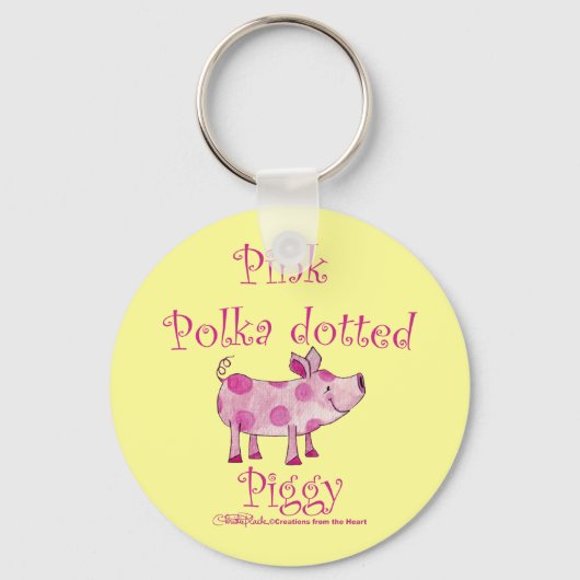 roze polka gestippeld varkensvlees sleutelhanger (Voorkant)