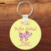 roze polka gestippeld varkensvlees sleutelhanger (Voorkant)